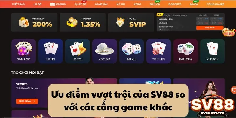 Ưu điểm vượt trội của SV88 so với các cổng game khác